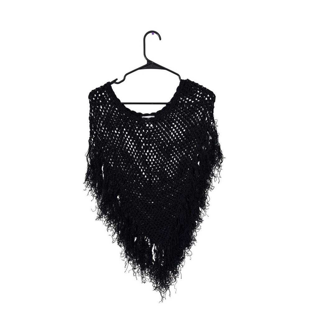 VTG Charlotte Russe Womens Size S Juniors Fringe Cover Up Shaw Y2K Boho Crotched